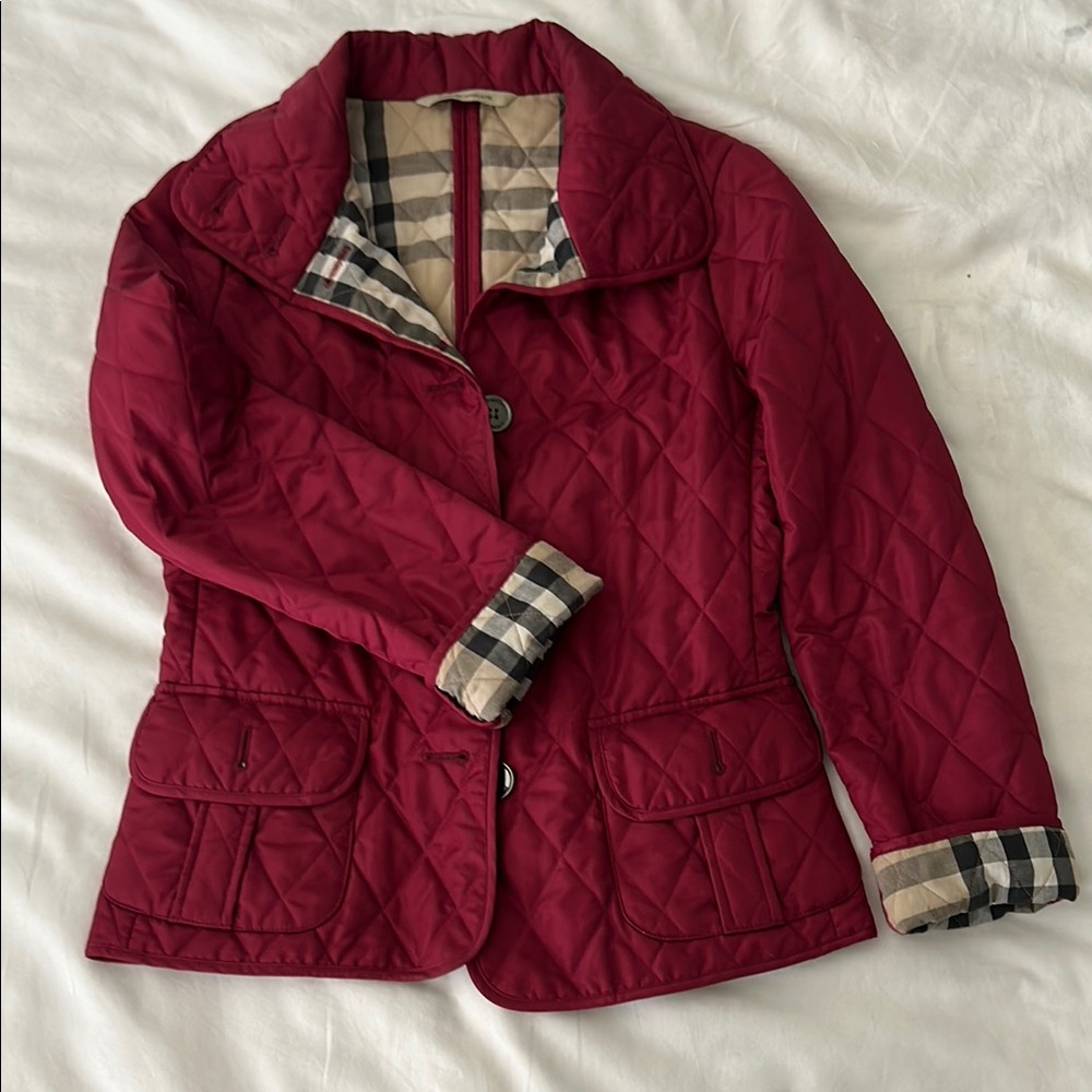Burberry Maroon Quilted Jacket